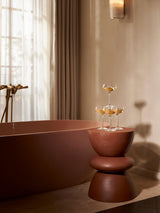 Torna Ahşap Yuvarlak Yan Sehpa Kızıl Kahverengi