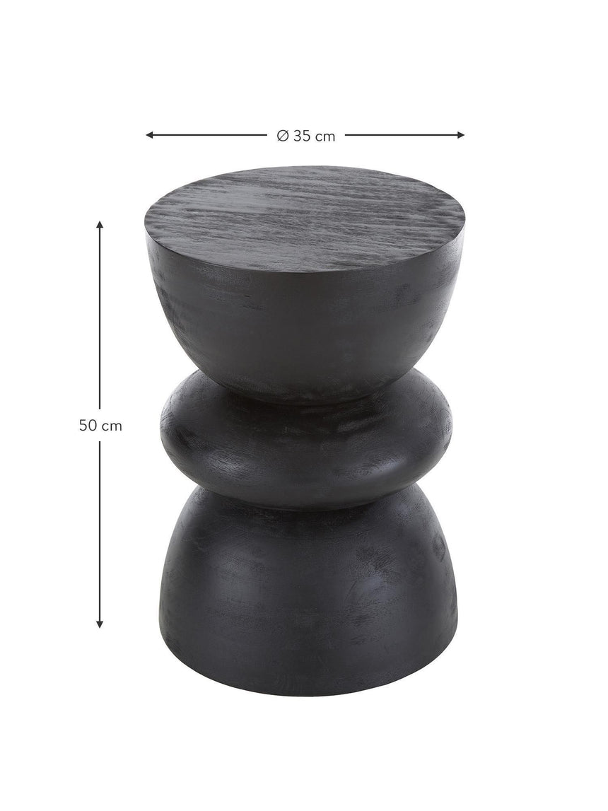 Torna Ahşap Yuvarlak Yan Sehpa Siyah