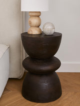 Torna Ahşap Yuvarlak Yan Sehpa Venge