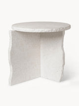 Tplink Mermer Yuvarlak Yan Sehpa Beyaz