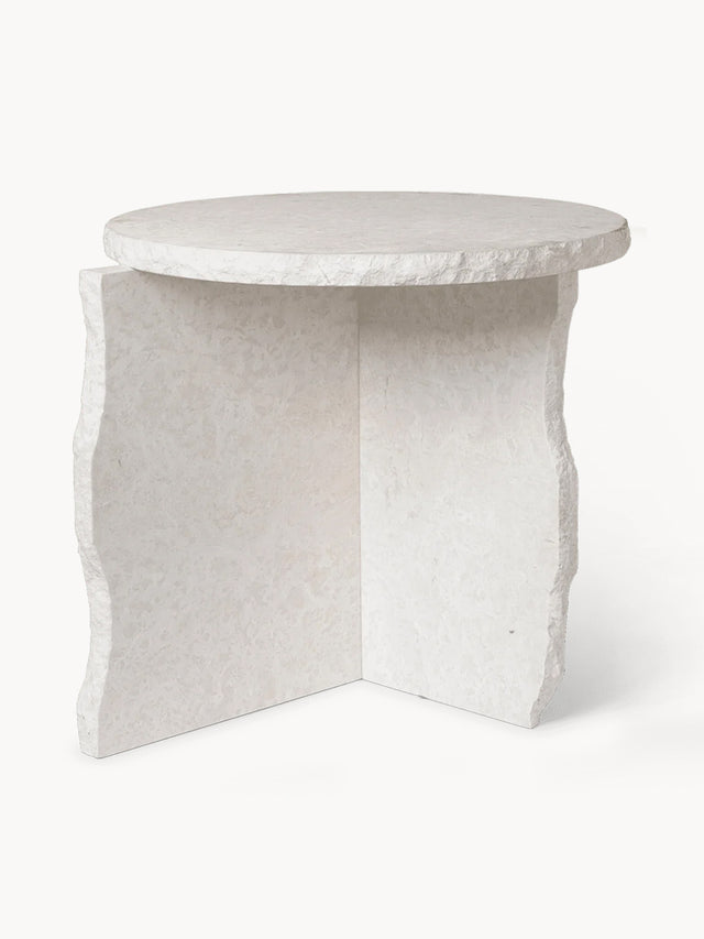 Tplink Mermer Yuvarlak Yan Sehpa Beyaz