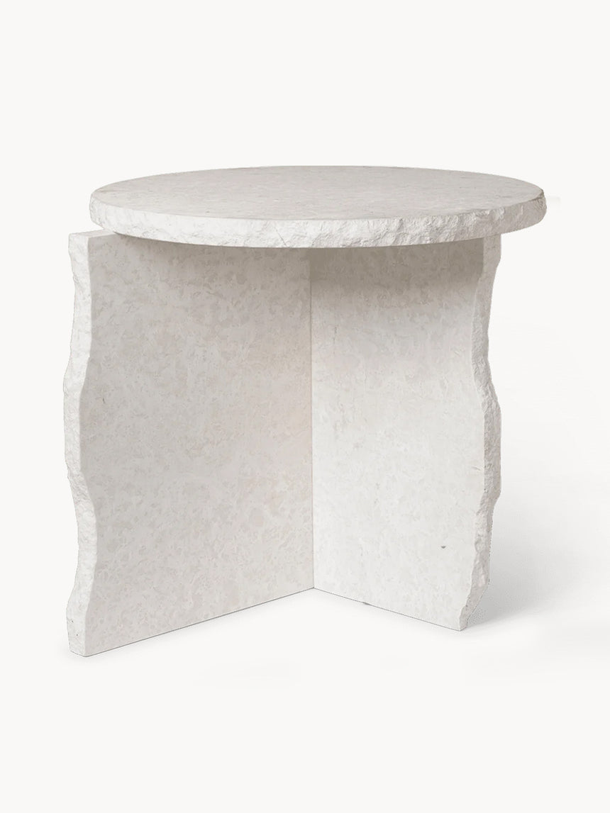 Tplink Mermer Yuvarlak Yan Sehpa Beyaz