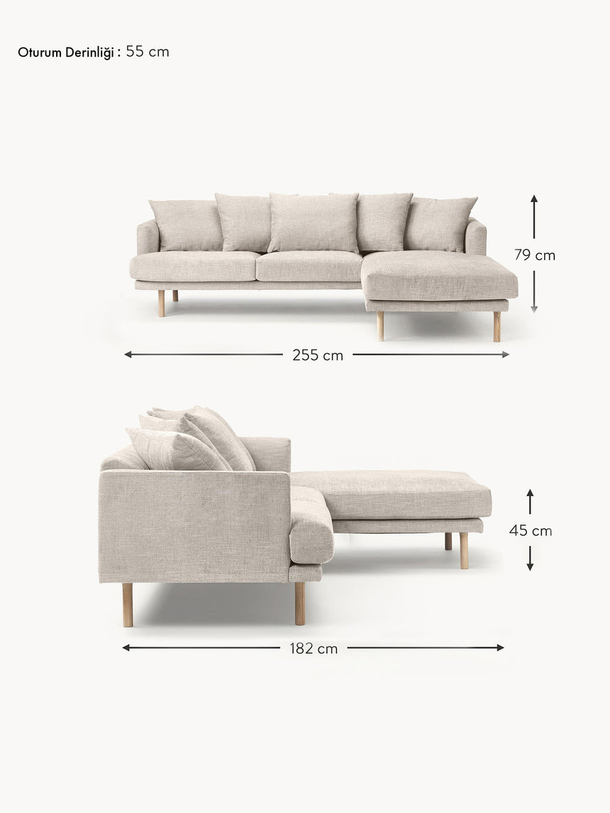 Trilye Köşe Koltuk Açık Bej