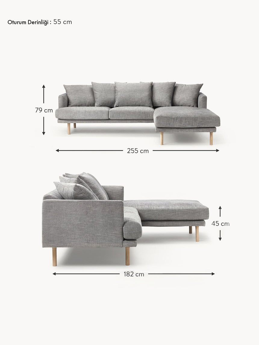 Trilye Köşe Koltuk Koyu Gri