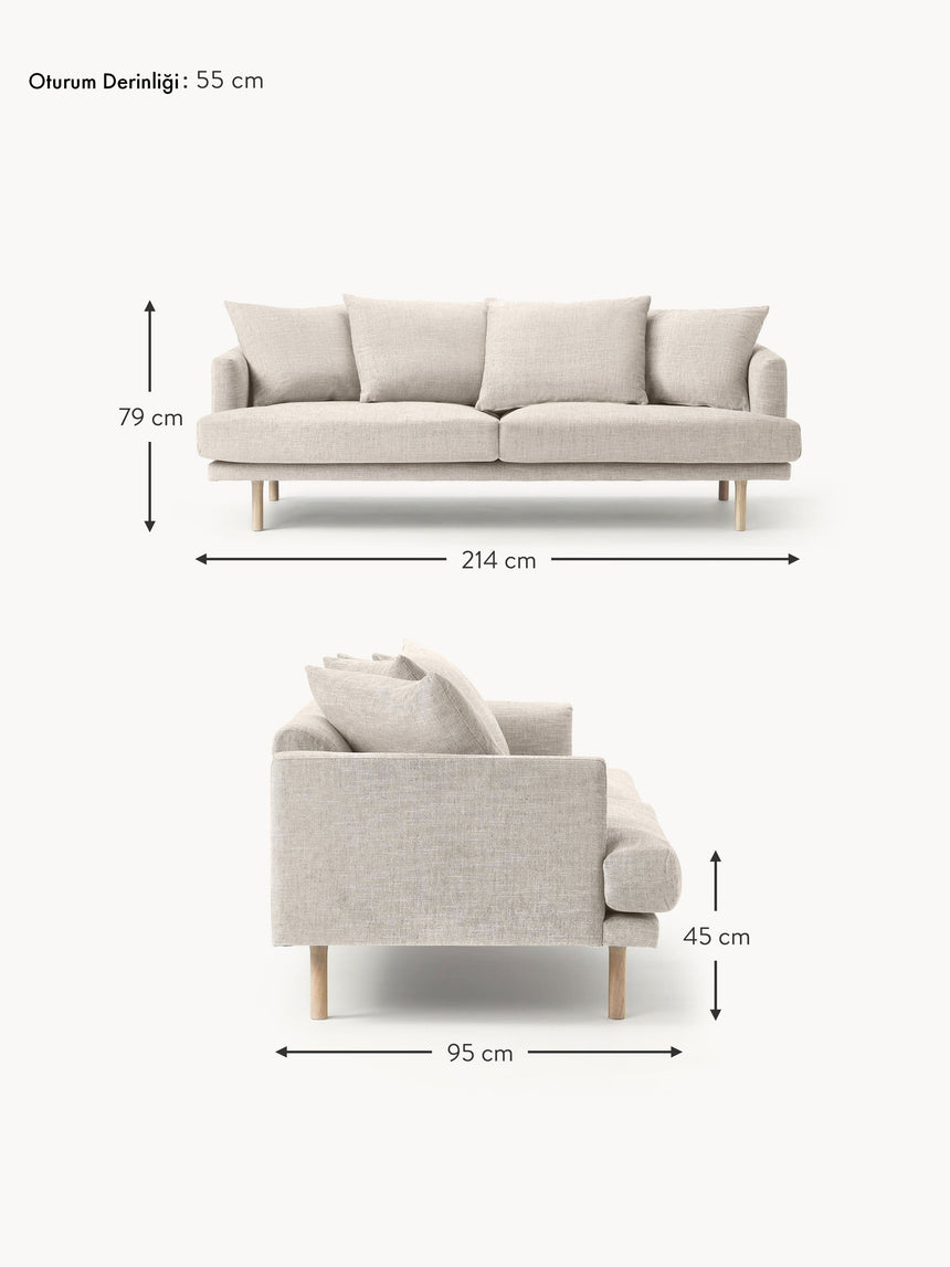 Trilye Üçlü Koltuk Açık Bej