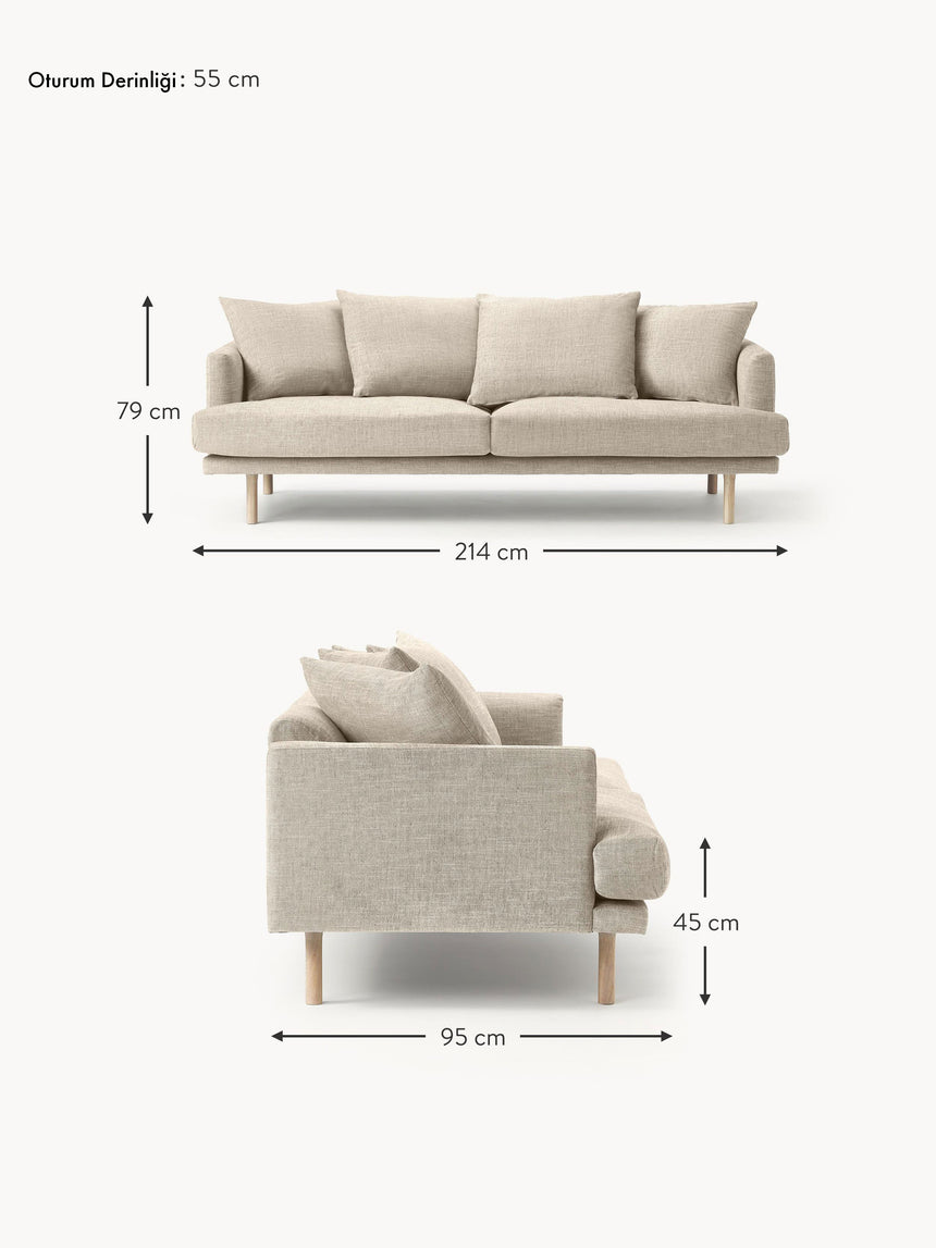 Trilye Üçlü Koltuk Bej