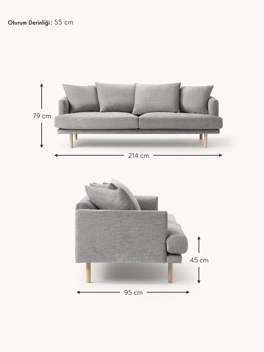 Trilye Üçlü Koltuk Koyu Gri