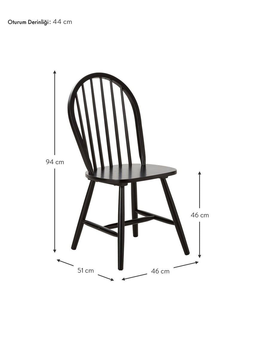 Vilma Ahşap Sandalye Siyah