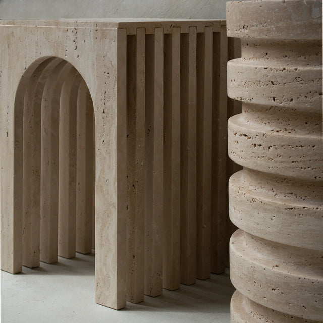 Voks Traverten Mermer Yan Sehpa