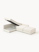 Voys Bazalı Köşe Koltuk Kırık Beyaz Şönil