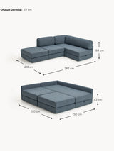 Voys Bazalı Köşe Koltuk Mavi Şönil