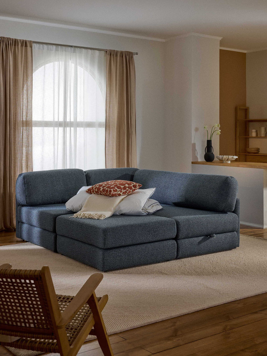 Voys Bazalı Köşe Koltuk Mavi Şönil