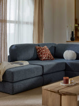 Voys Bazalı Köşe Koltuk Mavi Şönil