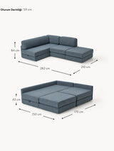 Voys Bazalı Köşe Koltuk Mavi Şönil