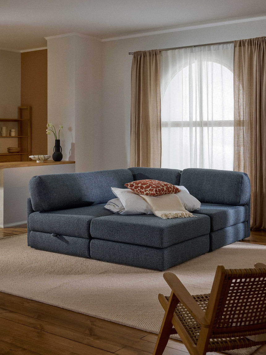 Voys Bazalı Köşe Koltuk Mavi Şönil