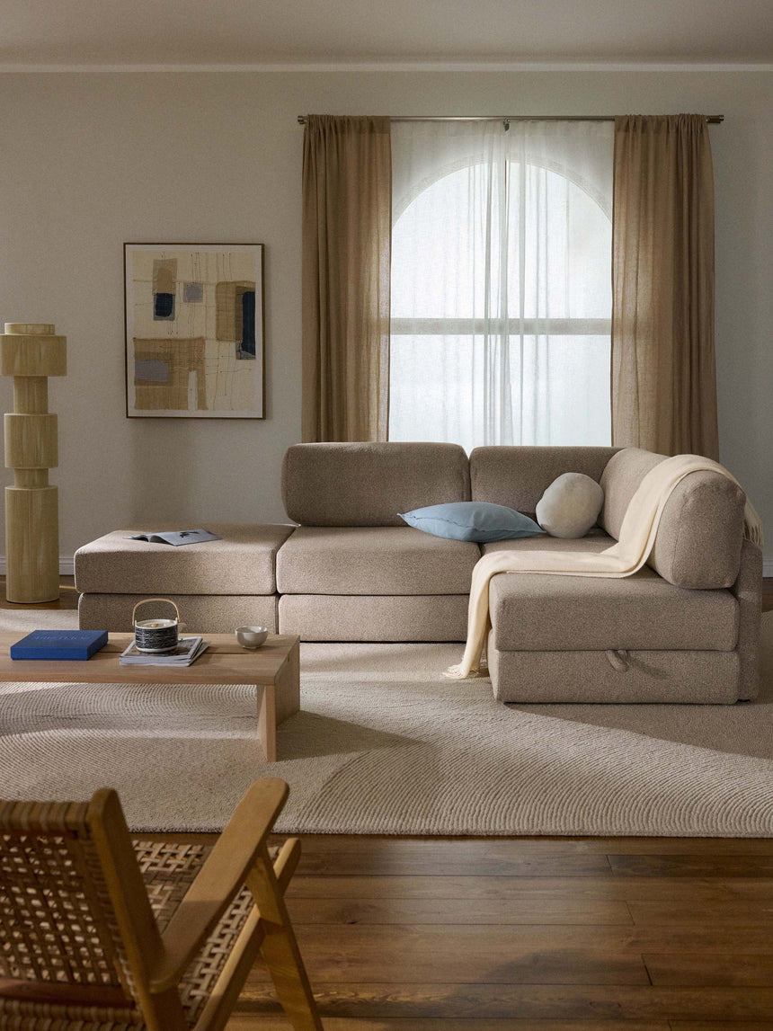 Voys Bazalı Köşe Koltuk Sütlü Kahve Şönil