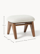 Vuhan Ahşap Puf Kırık Beyaz Bukle