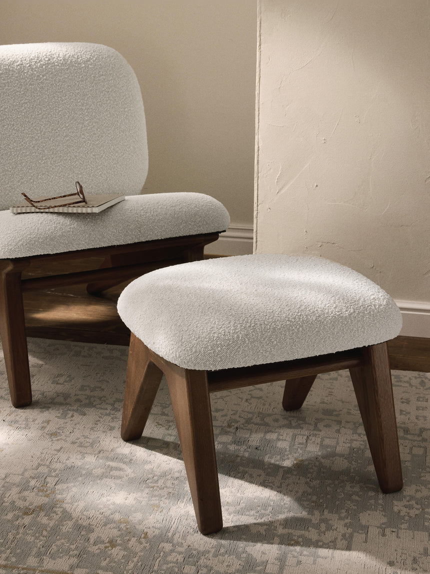 Vuhan Ahşap Puf Kırık Beyaz Bukle