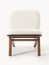 Vuhan Ahşap Tekli Koltuk Kırık Beyaz Bukle