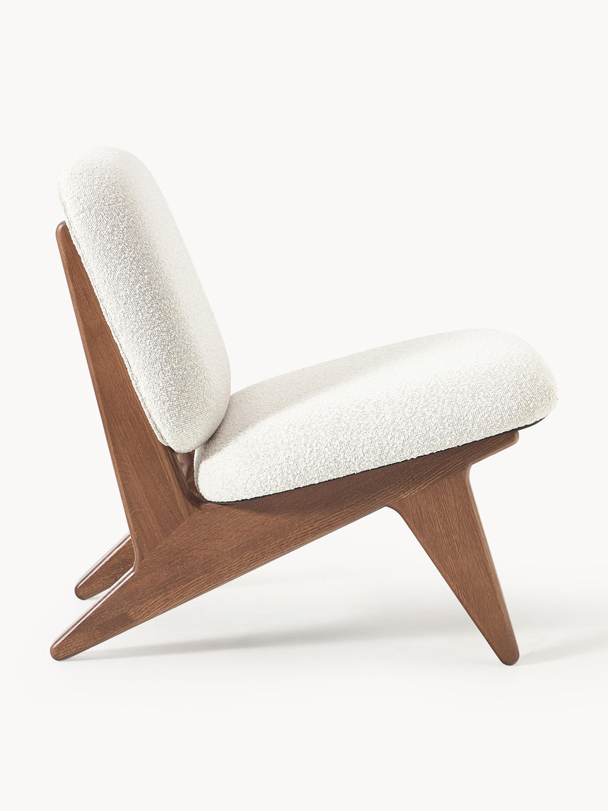 Vuhan Ahşap Tekli Koltuk Kırık Beyaz Bukle