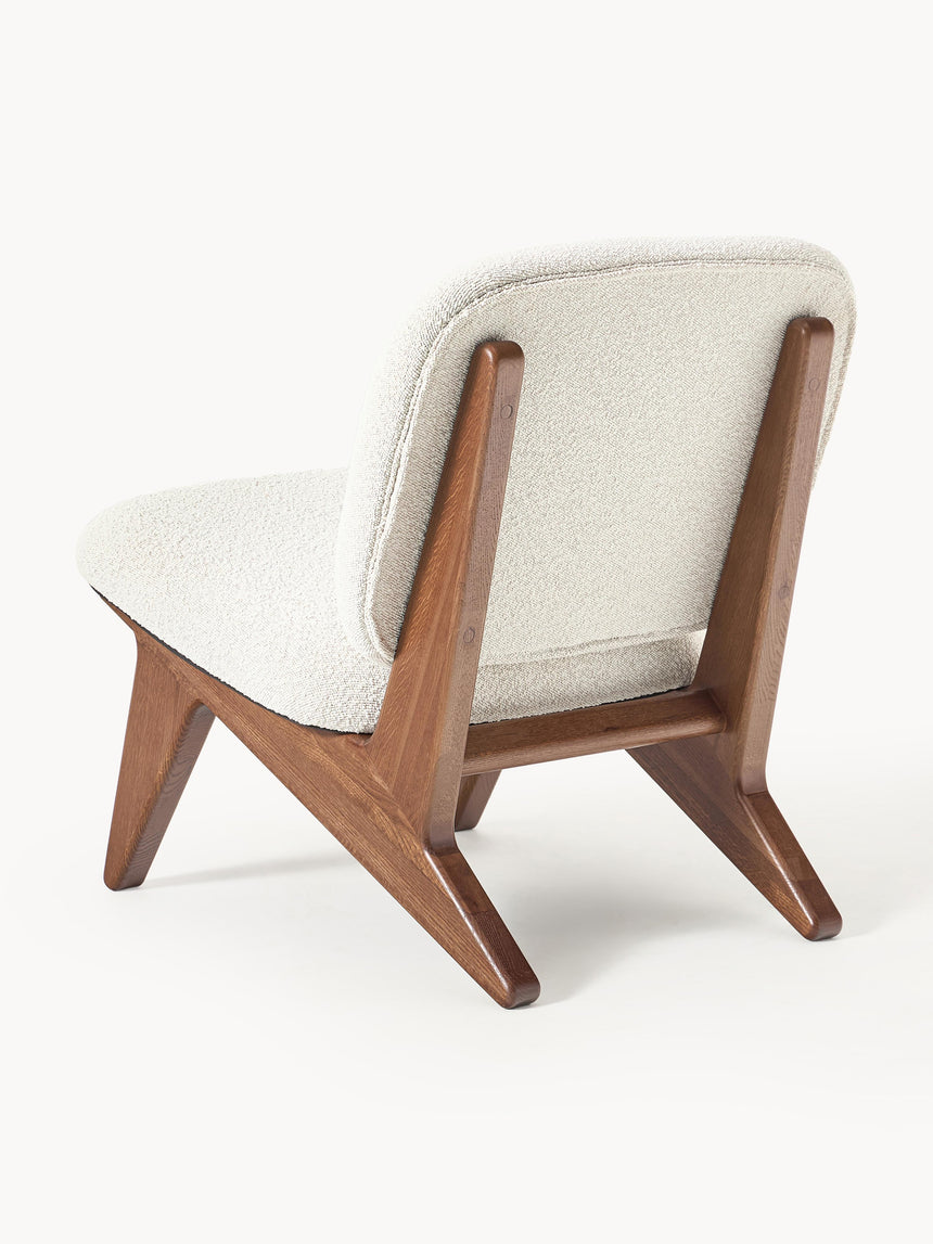 Vuhan Ahşap Tekli Koltuk Kırık Beyaz Bukle