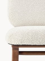 Vuhan Ahşap Tekli Koltuk Kırık Beyaz Bukle