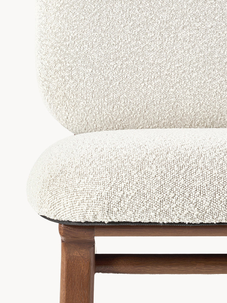 Vuhan Ahşap Tekli Koltuk Kırık Beyaz Bukle