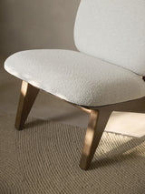 Vuhan Ahşap Tekli Koltuk Kırık Beyaz Bukle