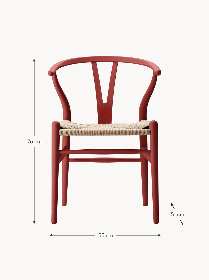 Wishbone Hasır İşlemeli Ahşap Sandalye Kırmızı