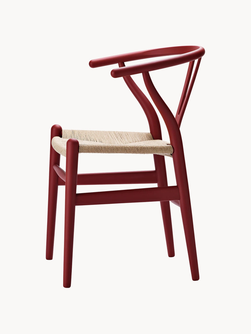 Wishbone Hasır İşlemeli Ahşap Sandalye Şarap Kırmızısı