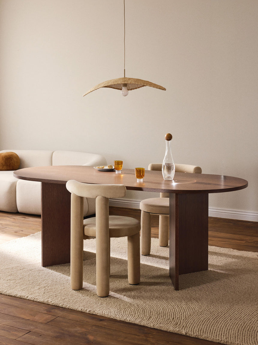 Yay Oval Ahşap Yemek Masası Ceviz