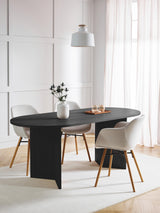 Yay Oval Ahşap Yemek Masası Siyah