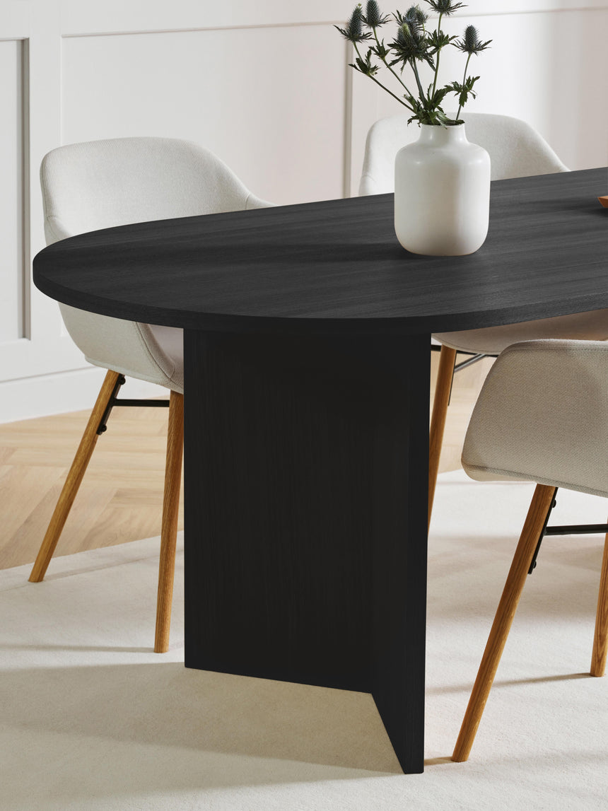Yay Oval Ahşap Yemek Masası Siyah
