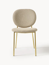 Zarif Metal Sandalye Altın Ayak Bej Bukle