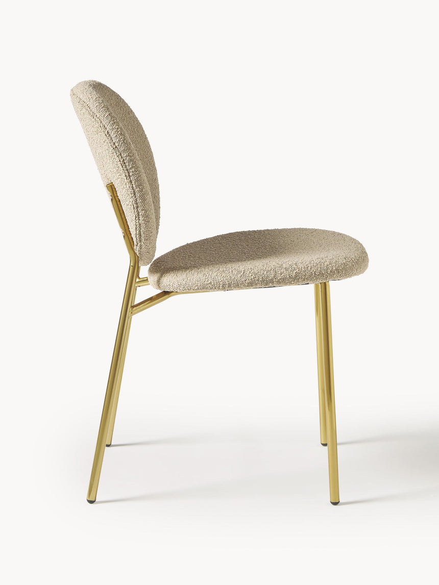 Zarif Metal Sandalye Altın Ayak Bej Bukle