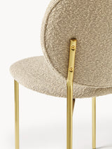 Zarif Metal Sandalye Altın Ayak Bej Bukle