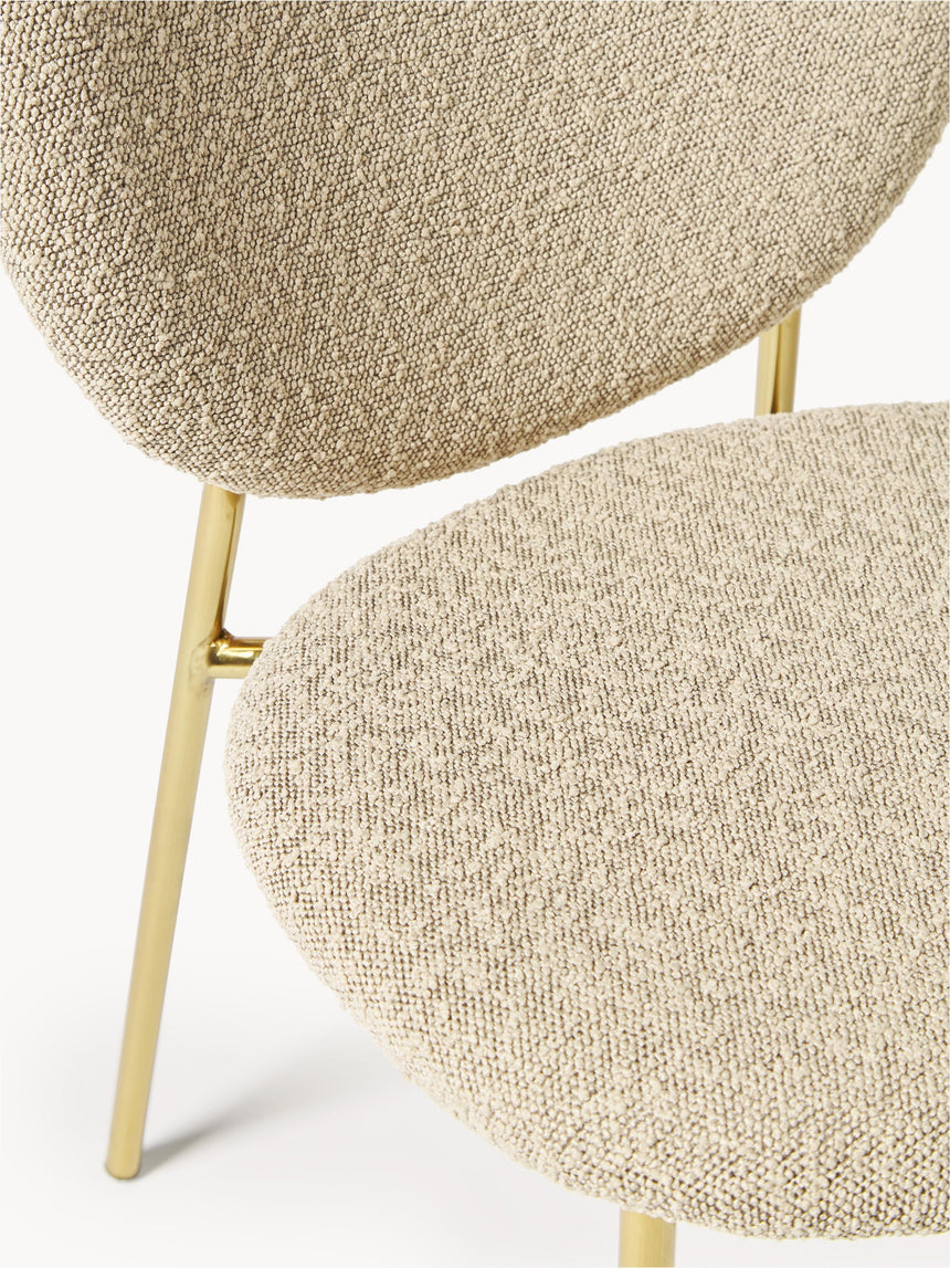 Zarif Metal Sandalye Altın Ayak Bej Bukle