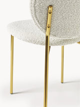 Zarif Metal Sandalye Altın Ayak Kırık Beyaz Bukle