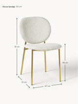 Zarif Metal Sandalye Altın Ayak Kırık Beyaz Bukle