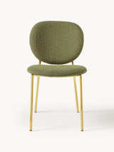 Zarif Metal Sandalye Altın Ayak Yeşil Bukle