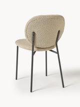 Zarif Metal Sandalye Siyah Ayak Kırık Bej Bukle