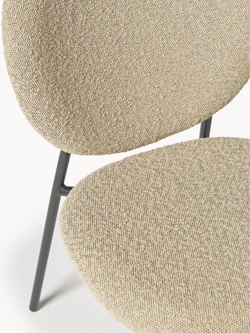 Zarif Metal Sandalye Siyah Ayak Kırık Bej Bukle