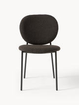 Zarif Metal Sandalye Siyah Ayak Kahve Bukle