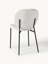 Zarif Metal Sandalye Siyah Ayak Kırık Beyaz Bukle