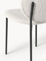 Zarif Metal Sandalye Siyah Ayak Kırık Beyaz Bukle