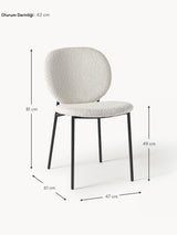 Zarif Metal Sandalye Siyah Ayak Kırık Beyaz Bukle