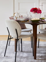 Zarif Metal Sandalye Siyah Ayak Kırık Beyaz Bukle