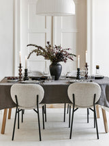 Zarif Metal Sandalye Siyah Ayak Kırık Beyaz Bukle