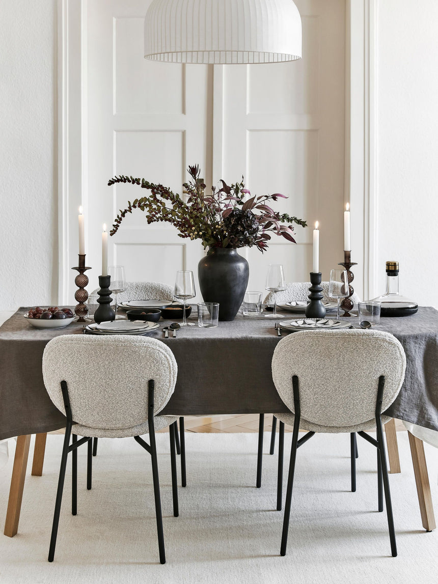 Zarif Metal Sandalye Siyah Ayak Kırık Beyaz Bukle